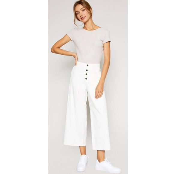 SADIE & SAGE White Wide Leg High Rise Pants